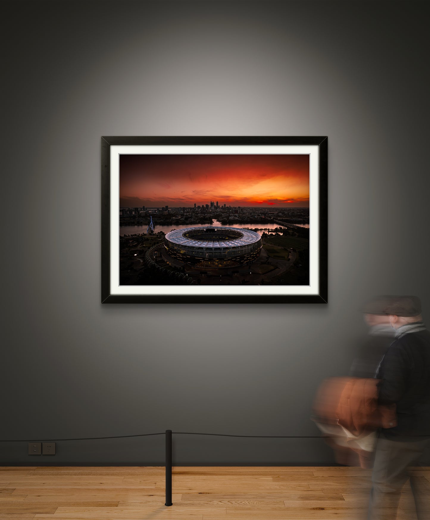 Burning Horizons - Aerial Sunset Over Optus Stadium