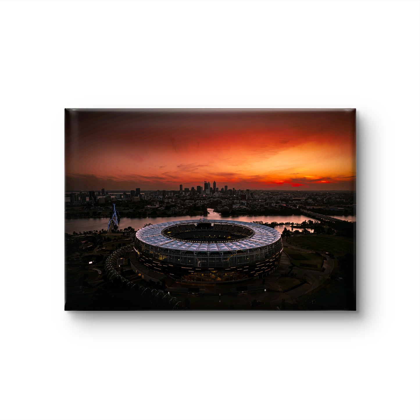 Burning Horizons - Aerial Sunset Over Optus Stadium